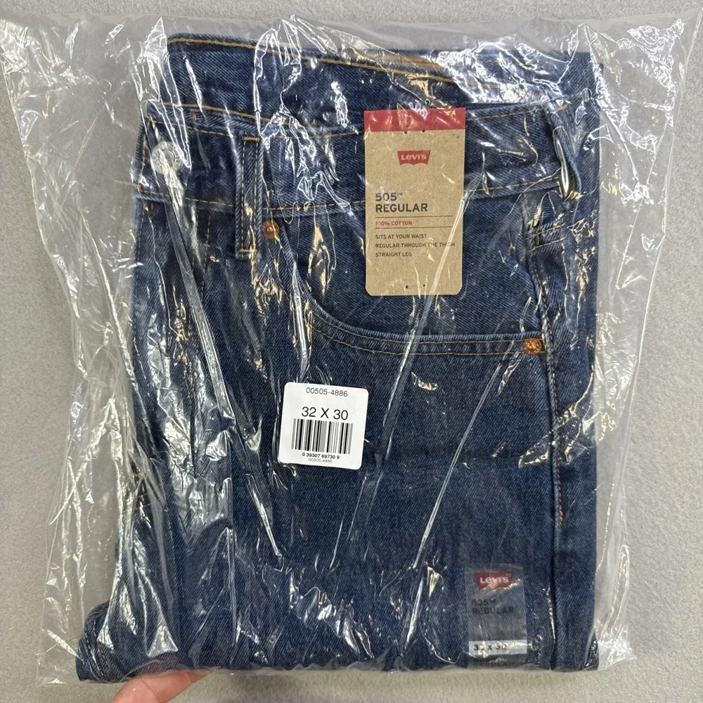 Levi's 505 Regular Fit Straight Leg Men's Jeans 30x32 Stonewash Denim Zipper Fly
